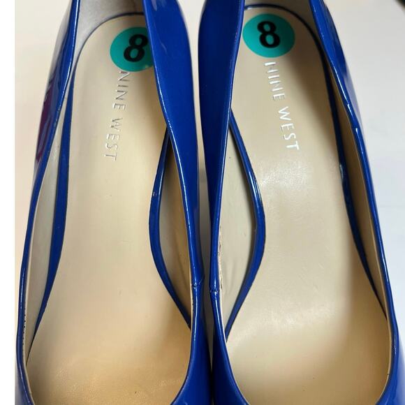 NWT Nine West Heels - Cobalt Blue Patent Pumps - 8 - Picture 8 of 10